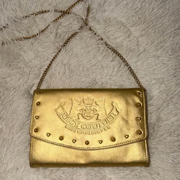 Juicy Couture 2004” Limited Edition Y2K Vintage Gold Leather Chain Bag – NWOT - Picture 2 of 15